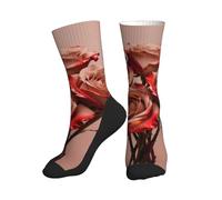 CNTDBU Tea Rose Block - Calcetines deportivos con suela negra, calcetines atléticos de amortiguación media para hombres y mujeres