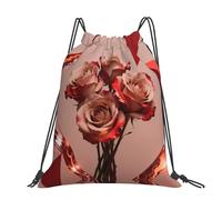 CNTDBU Tea Rose Block - Mochila grande impermeable y ligera para deportes de gimnasio, mochila casual con cordón para viajes, senderismo