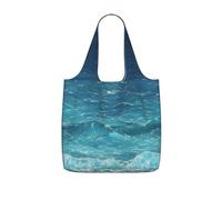 CNTDBU The Deep Blue Sea - Bolsa de compras plegable ligera y reutilizable para comestibles, mochila de viaje de 25 litros con cordón para el trabajo y el gimnasio