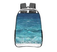 CNTDBU The Deep Blue Sea - Mochila transparente de 16 pulgadas, bolsa de PVC transparente aprobada para estadios, bolsillo frontal con estampado personalizado, mochila ligera de viaje unisex