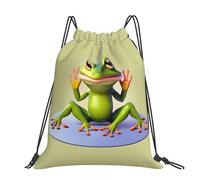 CNTDBU The Funny Frog Doing Yoga - Mochila grande impermeable y ligera para deportes de gimnasio, mochila casual con cordón para viajes, senderismo