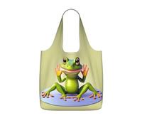 CNTDBU The Funny Frog Making Yoga Packaway - Bolsa de compras, ligera, reutilizable, plegable, para comestibles, mochila de viaje de 25 litros con cordón para el trabajo y el gimnasio