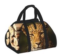CNTDBU The Leopard Hunting - Bolsa de transporte de leña de lona resistente, impermeable, con asas acolchadas