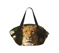 CNTDBU The Leopard Hunting - Manta de picnic 2 en 1, plegable, impermeable, redonda, para parque de playa, bolsa portátil de camping con bolsillos de almacenamiento para aventuras al aire libre