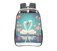 CNTDBU The Swan in Love - Mochila transparente de 16 pulgadas, bolsa de PVC transparente aprobada para estadios, bolsillo frontal con estampado personalizado, mochila de viaje ligera unisex