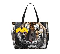 CNTDBU Tiger at rest - Bolsa de viaje de playa de gran capacidad, impermeable, con 7 bolsillos, bolsa de gran tamaño para gimnasio, camping, ligera y plegable