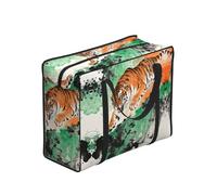 CNTDBU Tiger Pounce Down - Bolsa de compras resistente al agua, reutilizable, con cremallera, bolsa de almacenamiento plegable para viajes, picnic