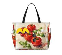 CNTDBU Tomate Basil Fresh - Bolsa de viaje de playa de gran capacidad, impermeable, con 7 bolsillos, bolsa de gran tamaño para gimnasio, camping, ligera y plegable