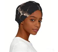 CNTDBU Turbante elástico para mujer, diseño de búho, suave y anudado, para dormir, gorra elástica preatada para uso diario, correr, ir de compras, color negro