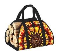 CNTDBU Turning the Flame - Bolsa de transporte de leña de lona resistente, transportador de madera impermeable con asas acolchadas