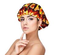 CNTDBU Turning the Flame - Gorro de dormir de satén para mujer, doble capa de seda suave, protección ajustable para el cabello, gorra de noche para cabello largo y rizado