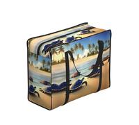 CNTDBU Turtles On The Beach - Bolsa de compras resistente al agua, reutilizable, con cremallera, bolsa de almacenamiento plegable para viajes, picnic