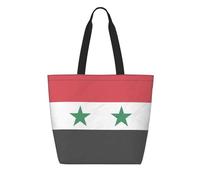 CNTDBU Tyvek - Bolsa de compras reutilizable con bandera de la República Árabe Siria, ligera, plegable, de papel, impermeable, duradera, respetuosa con el medio ambiente, para compras, trabajo, viajes