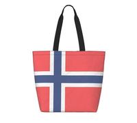 CNTDBU Tyvek - Bolsa de compras reutilizable con bandera noruega, ligera, plegable, de papel, impermeable, duradera, respetuosa con el medio ambiente, para compras, trabajo, viajes