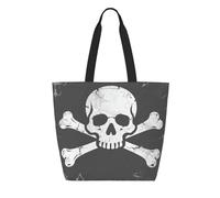CNTDBU Tyvek - Bolsa de compras reutilizable con diseño de calavera pirata, ligera, plegable, de papel, impermeable, duradera, respetuosa con el medio ambiente, para compras, trabajo, viajes