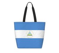 CNTDBU Tyvek - Bolsa de compras reutilizable con la bandera de Nicaragua, ligera, plegable, de papel, impermeable, duradera, respetuosa con el medio ambiente, para compras, trabajo, viajes