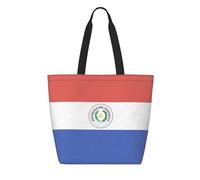 CNTDBU Tyvek - Bolsa de compras reutilizable con la bandera de Paraguay, ligera, plegable, de papel, impermeable, duradera, respetuosa con el medio ambiente, para compras, trabajo, viajes