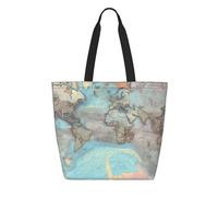 CNTDBU Tyvek - Bolsa de compras reutilizable con mapa del mundo de dibujos animados, ligera, plegable, de papel, impermeable, duradera, respetuosa con el medio ambiente, para compras, trabajo, viajes