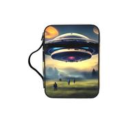 CNTDBU Ufo Landing - Bolsa de estudio bíblico con asas, organizador resistente al agua para viajes a la iglesia, soporte para bolígrafo, tablet, bolsillo para diario