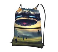 CNTDBU UFO Landing - Mochila con cordón y cremallera, impermeable, ligera, para deportes de gimnasio, bolsa ajustable para viajes, senderismo