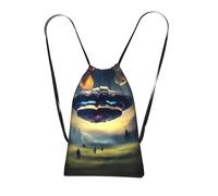 CNTDBU UFO Landing - Mochila plegable con cordón, bolsa de compras ligera y reutilizable para viajes, mochila compacta con bolsillo para acampar y gimnasio