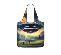 CNTDBU UFO Landing Packaway - Bolsa plegable ligera y reutilizable para comestibles, mochila de viaje de 25 litros con cordón para el trabajo y el gimnasio