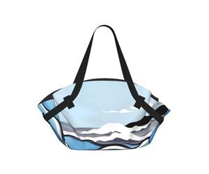 CNTDBU Waves lapping at the rocks - Bolsa de manta de picnic 2 en 1, plegable, impermeable, redonda, para parque de playa, bolsa de camping portátil con bolsillos de almacenamiento para aventuras al