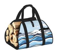CNTDBU Waves Lapping at the Rocks - Bolsa de transporte de leña de lona resistente, impermeable, con asas acolchadas