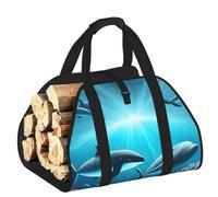 CNTDBU Whales Under the Sea - Bolsa de transporte de leña de lona resistente, impermeable, con asas acolchadas