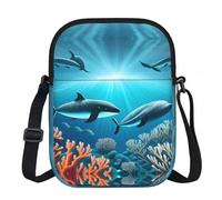 CNTDBU Whales under the sea - Bolso cruzado pequeño con cremallera para mujer, impermeable, casual, para viajes, cartera de teléfono