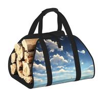 CNTDBU White Clouds Over the Sea - Bolsa de transporte de leña de lona resistente, impermeable, con asas acolchadas