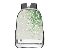 CNTDBU White Flower Vine - Mochila transparente de 16 pulgadas, resistente, aprobada por estadios, bolsa de libros de PVC transparente, parte inferior reforzada, mochila de viaje, unisex