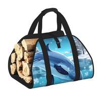 CNTDBU Winter the Dolphin - Bolsa de transporte de leña de lona resistente, impermeable, con asas acolchadas