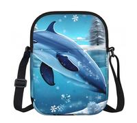 CNTDBU Winter the Dolphin - Bolso cruzado pequeño con cremallera para mujer, impermeable, casual, para viajes, cartera de teléfono