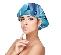 CNTDBU Winter the Dolphin - Gorro de dormir de satén para mujer, doble capa de seda suave, protección ajustable para el cabello, gorra de noche para cabello largo natural rizado