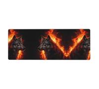 CNTDBU Wolf Fire Glow - Alfombrilla de escritorio extra grande de 11.8 x 31.5 pulgadas, alfombrilla antideslizante para mouse para juegos con borde cosido, almohadilla impermeable para teclado para