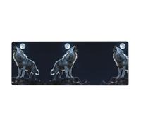 CNTDBU Wolf Howl - Alfombrilla de escritorio extra grande de 11.8 x 31.5 pulgadas, alfombrilla antideslizante para mouse para juegos con borde cosido, almohadilla impermeable para teclado para oficina