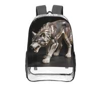 CNTDBU Wolf Plaster - Mochila transparente de 40,6 cm, resistente, aprobada por estadios, PVC, parte inferior reforzada, mochila de viaje, unisex