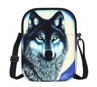 CNTDBU Wolf Under Moon - Bolso cruzado pequeño con cremallera para mujer, impermeable, casual, para viajes, cartera de teléfono