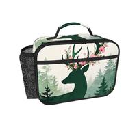 CNTDBU Wreath - Bolsa de almuerzo aislada para hombres y mujeres, bolsa térmica para el trabajo, oficina, lonchera a prueba de fugas con bolsillo de malla para alimentos