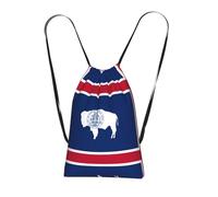 CNTDBU Wyoming State Flag - Mochila plegable con cordón, ligera, plegable, reutilizable, para viajes, mochila compacta con bolsillo para camping, gimnasio