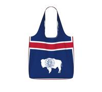 CNTDBU Wyoming State Flag Packaway - Bolsa plegable ligera y reutilizable para comestibles, mochila de viaje de 25 litros con cordón para el trabajo y el gimnasio