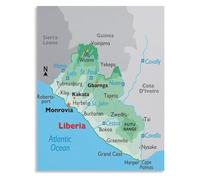 CNTUSRXT Africa Map Liberia Country Wall-Art Poster Decor(Unframed,16x24inch(40x60cm))