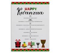 CNTUSRXT Celebrate Kwanzaa Poster The 7 Principles Nguzo Saba Meaning and Values Educational Wall Decor(Framed,16x24inch(40x60cm))
