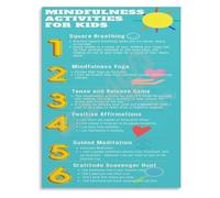 CNTUSRXT Mindful Moments for Poster Calming Wall-Art Canvas Print Emotional Regulation Activities Bedroom Living Room Decor(Unframed,12x18inch(30x45cm))