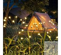 Cnulenzt Cadena luminosa solar, lámpara solar de luciérnaga de 10 LED, 2 piezas de luces solares exteriores impermeables, para jardín, patio, patios, decoración de balcón (Blanco Cálido)