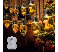 Cnulenzt Guirnalda Luces Navidad, 1,85M 10 LED, Exterior Impermeable IP44, Decoración para Árbol, Habitaciones, Salón (Blanco Cálido)