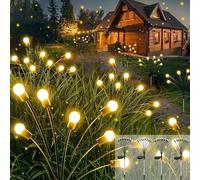 Cnulenzt luces solar exterior jardin, 4 piezas-8 LED lámpara solar luciérnaga, luciérnaga solares IP65 impermeables, para jardín, patio, balcón decorativo (blanco cálido), SL-LED-0135