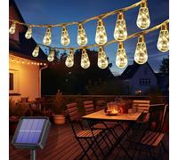 Cnulenzt Luces solares jardin, 16 Bombillas 8M/8 Modos bombillas solares, IP65 Impermeables Guirnaldas Luces Exterior para Jardín, Balcón, Terraza, Fiesta (Blanco Cálido)
