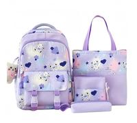 Cnwinu Juego de mochila para niñas, mochila escolar para niñas, bonita mochila de lona de una sola capa, bolsa de mano, bolsa para bolígrafos, bolsa cruzada, mochila kawaii para niños, mochila casual